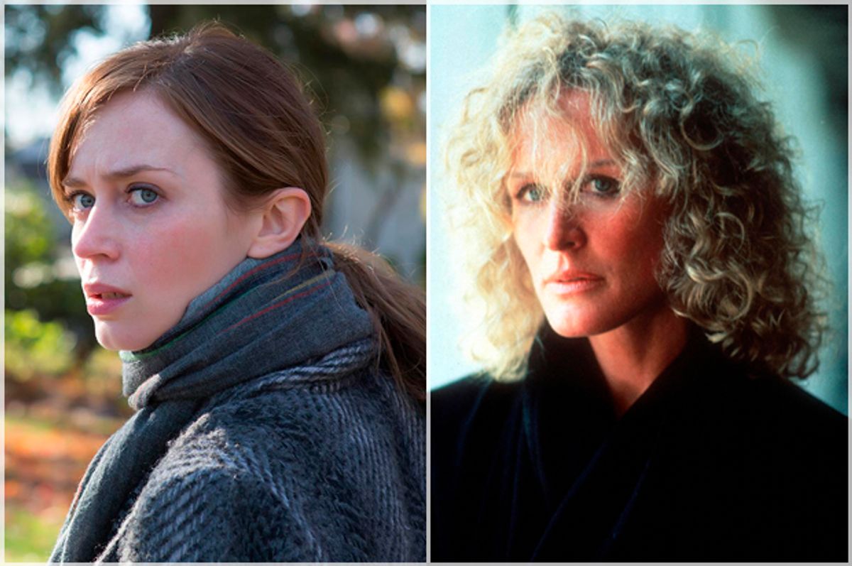 Emily Blunt in "The Girl on the Train;" Glenn Close in "Fatal Attraction"