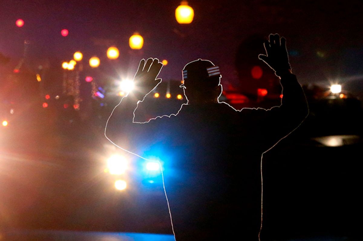 A protester in Ferguson, Missouri, November 24, 2014.   (Getty/Justin Sullivan)