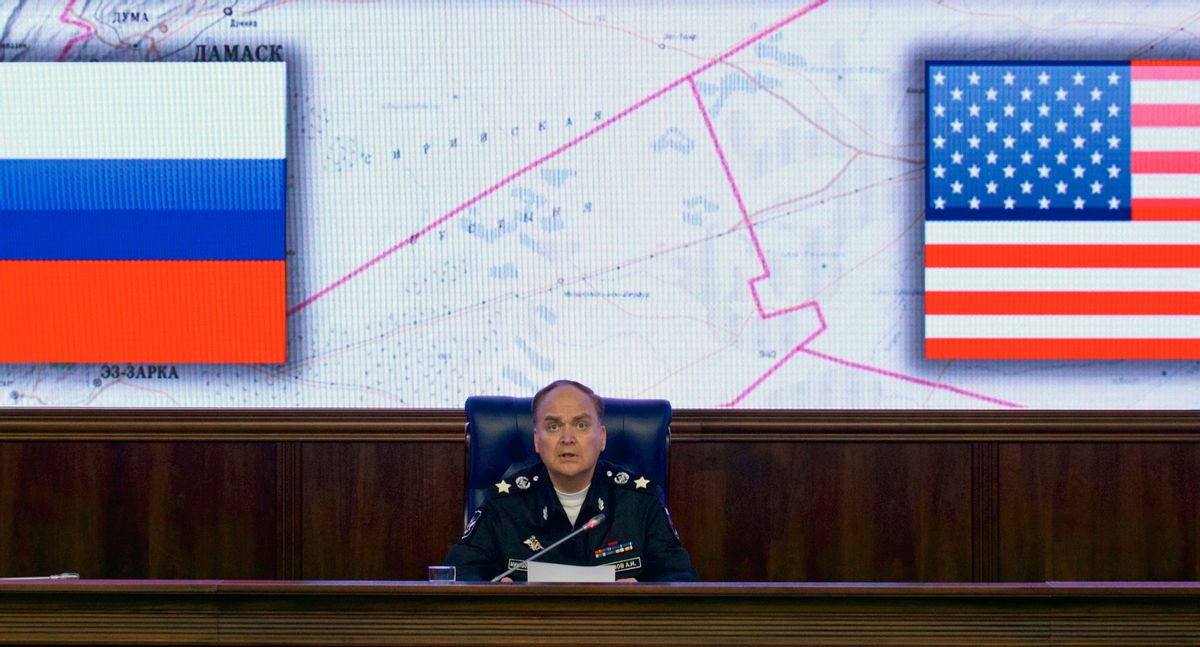FILE - In this file photo dated Friday, Oct. 7, 2016, Russian Deputy Defense Minister Anatoly Antonov speaks during a media briefing in the Defense Ministry in Moscow.   (AP)