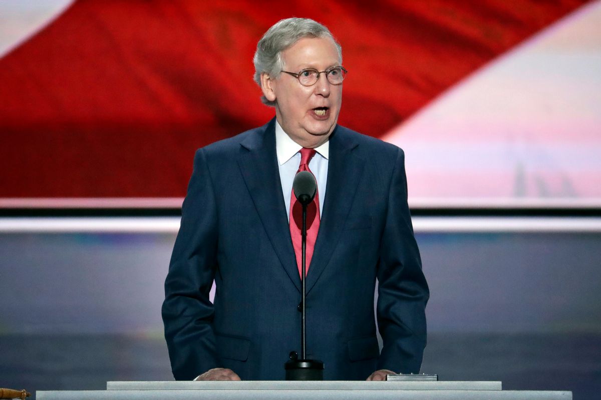 Majority Leader Mitch McConnell of Kentucky speaks during the second day of the Republican National Convention in Cleveland.  (AP)