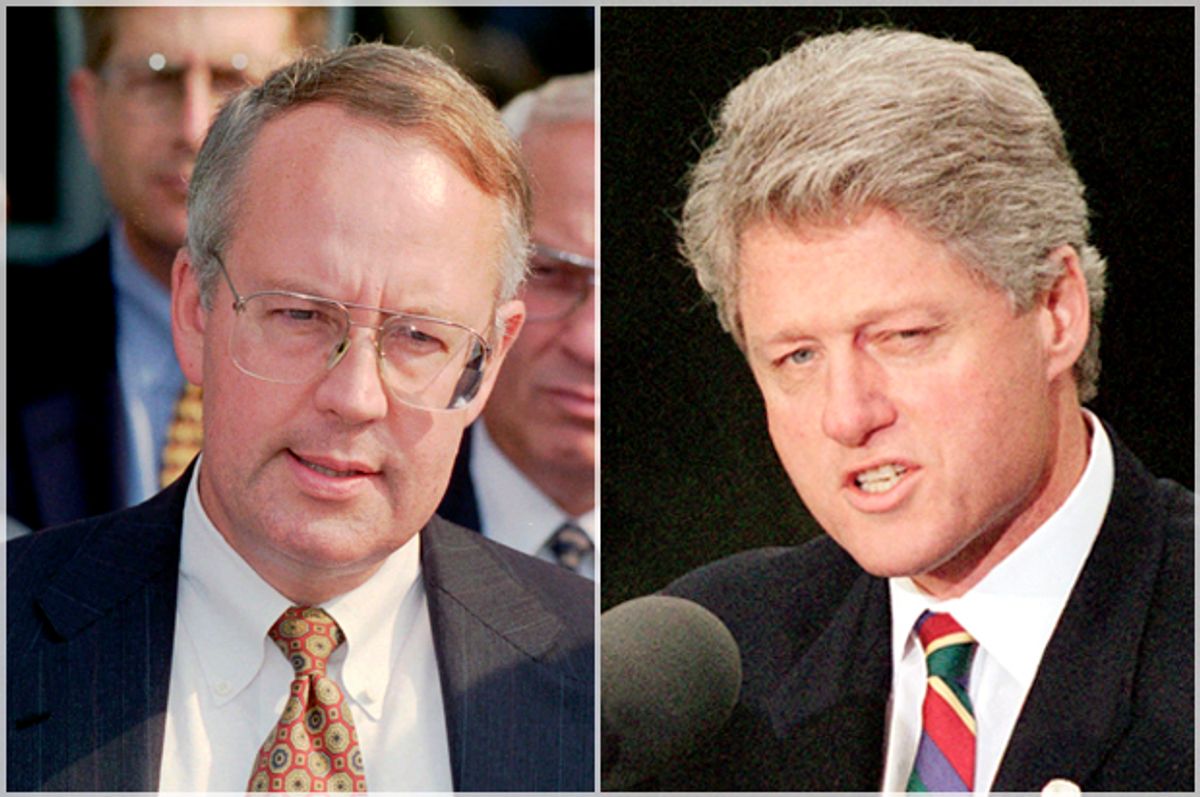 Ken Starr; Bill Clinton   (AP/Spencer Tirey/Joe Marquette)