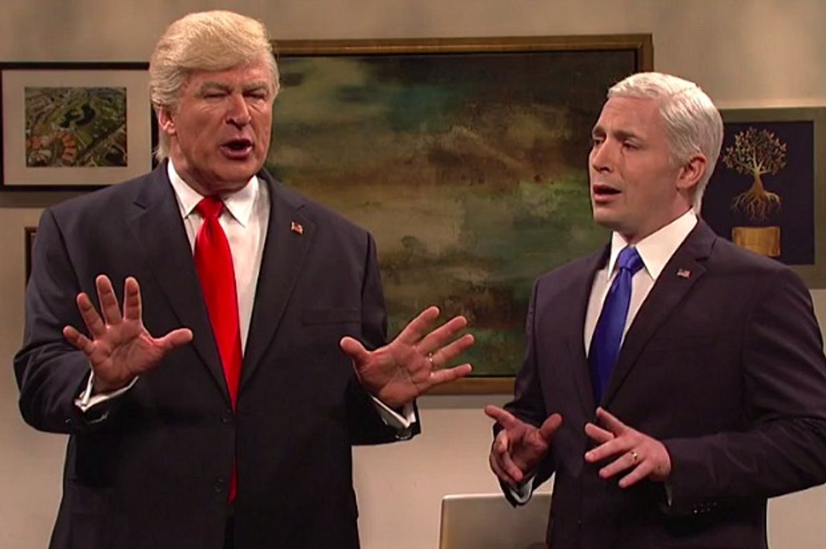 Alec Baldwin as Donald Trump and Beck Bennett as Mike Pence on "Saturday Night Live" (NBC)
