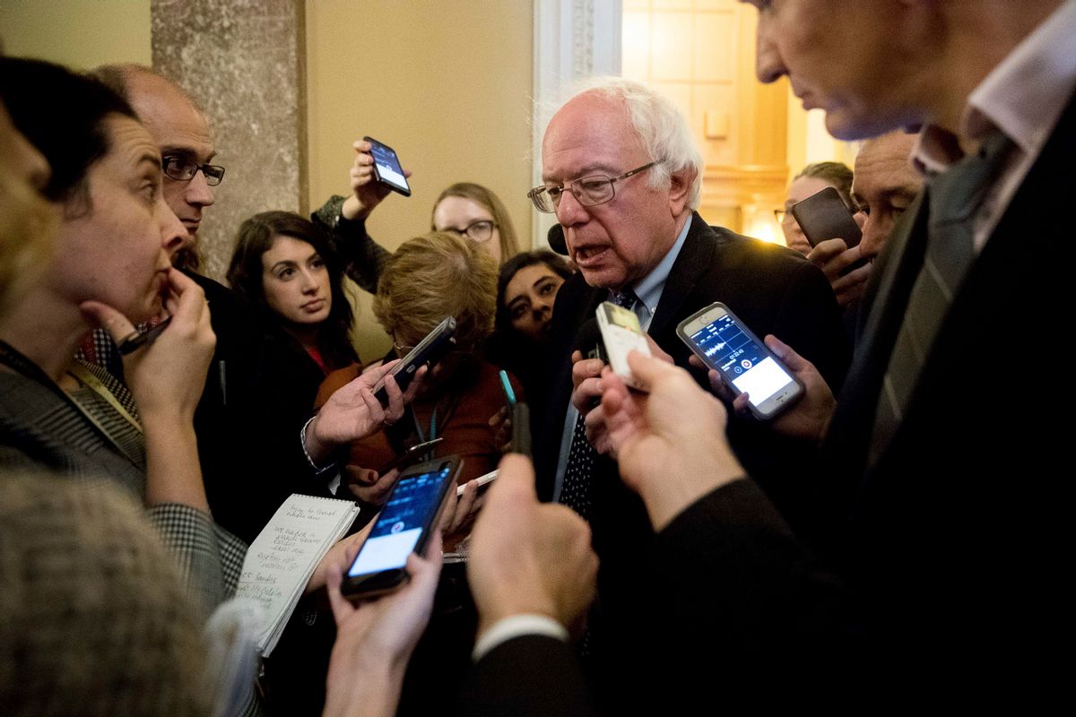 Sen. Bernie Sanders, I-Vt., speaks to reporters on Capitol Hill in Washington, Wednesday, Nov. 16, 2016. (AP)