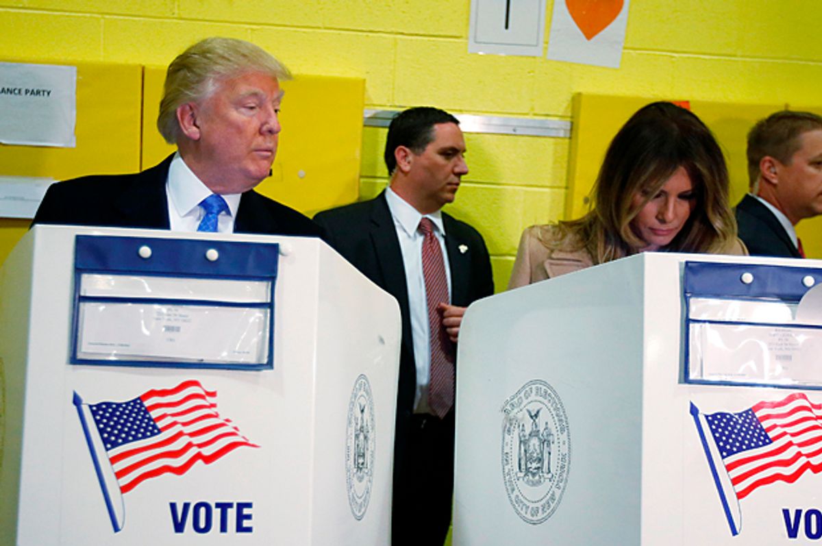 Donald Trump and Melania Trump vote at PS 59 in New York, New York, November 8, 2016.    (Reuters/Carlo Allegri)
