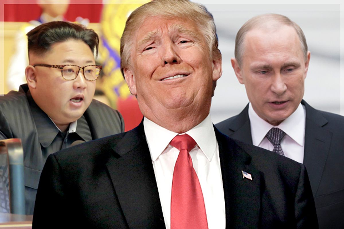 Kim Jong-un; Donald Trump; Vladimir Putin   (AP/Reuters/LM Otero/Alexander Zemlianichenko/Photo montage by Salon)