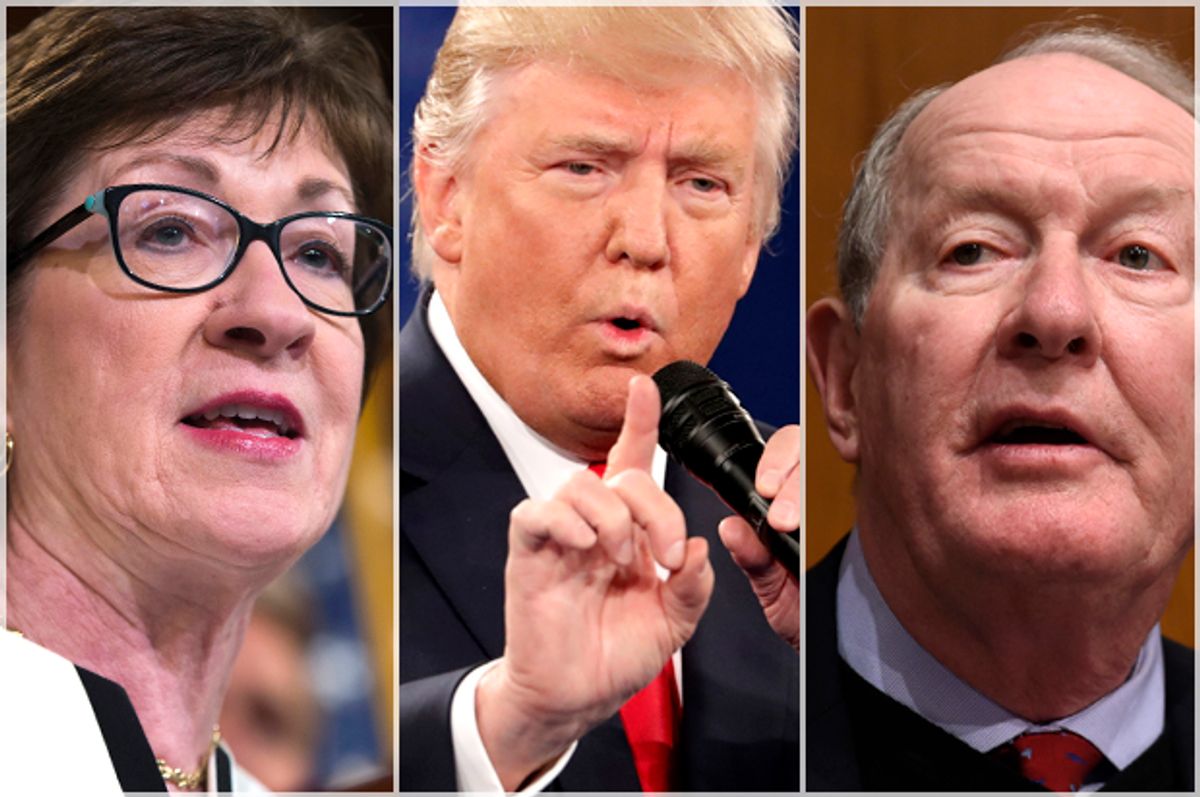 Susan Collins; Donald Trump; Lamar Alexander   (AP/Reuters/Evan Vucci/Jim Young/Susan Walsh)