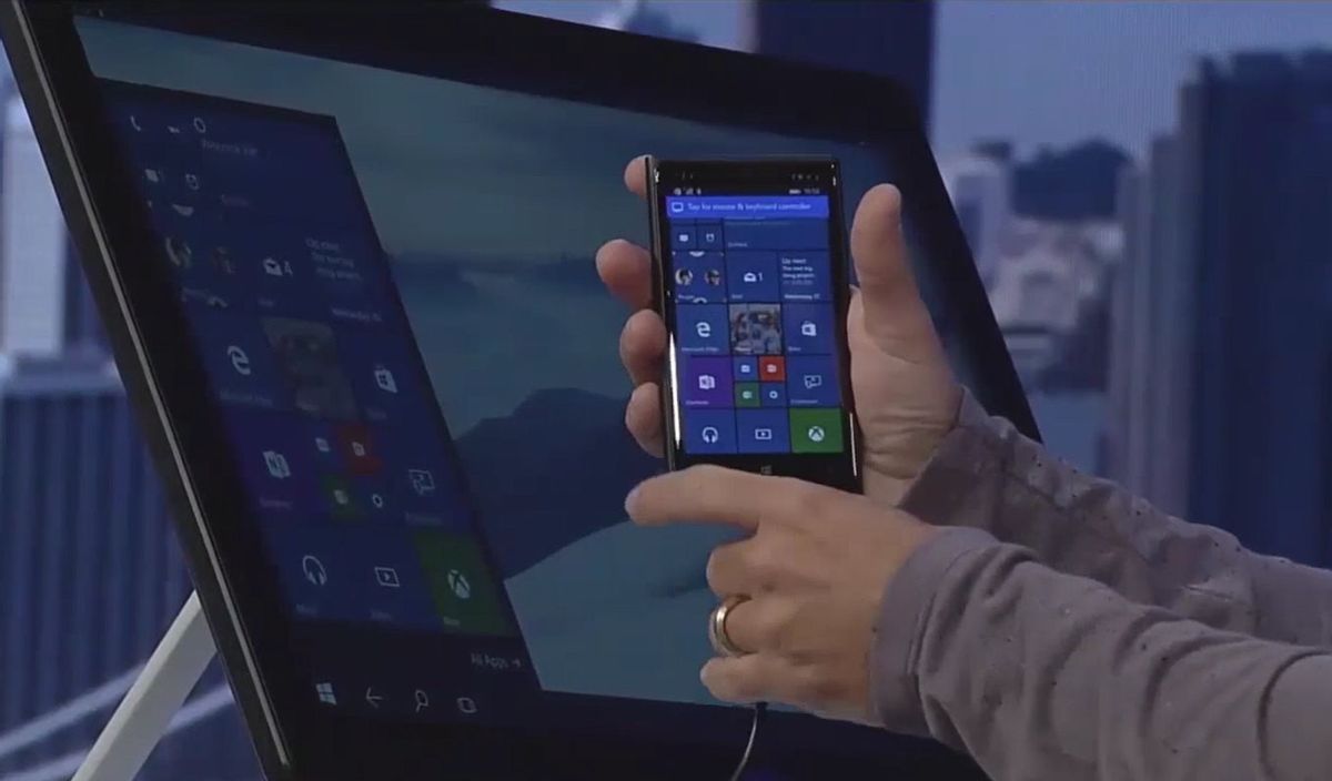 Microsoft's Continuum feature allows smartphones to power desktops and laptop computers.  (Picasa)