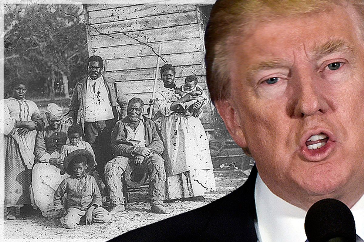 Donald Trump; Four generations of a slave family, Smith's Plantation, Beaufort, South Carolina, circa 1862.   (Getty/Mandel Ngan/Wikemedia)
