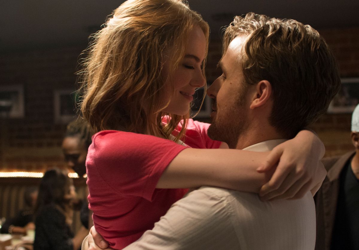 This image released by Lionsgate shows Ryan Gosling, right, and Emma Stone in a scene from, "La La Land." The film was nominated for a Golden Globe award for best motion picture musical or comedy on Monday, Dec. 12, 2016. The 74th Golden Globe Awards ceremony will be broadcast on Jan. 8, on NBC. (Dale Robinette/Lionsgate via AP) (AP)