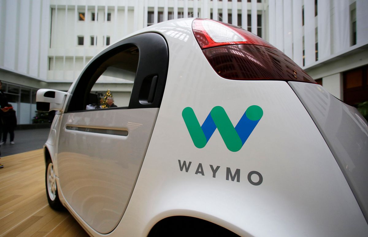The Waymo driverless car is displayed during a Google event, Tuesday, Dec. 13, 2016, in San Francisco.  (AP Photo/Eric Risberg)