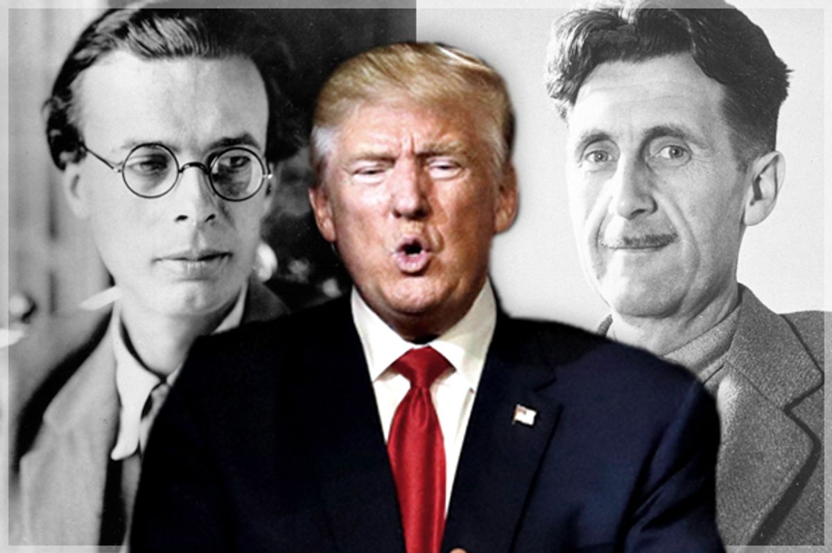 Aldous Huxley; George Orwell; Donald Trump   (AP/John Locher)