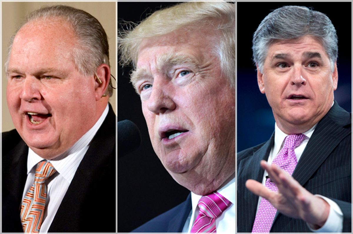 Rush Limbaugh; Donald Trump; Sean Hannity   (AP/J. Scott Applewhite/Getty/Mandel Ngan/Saul Loeb)