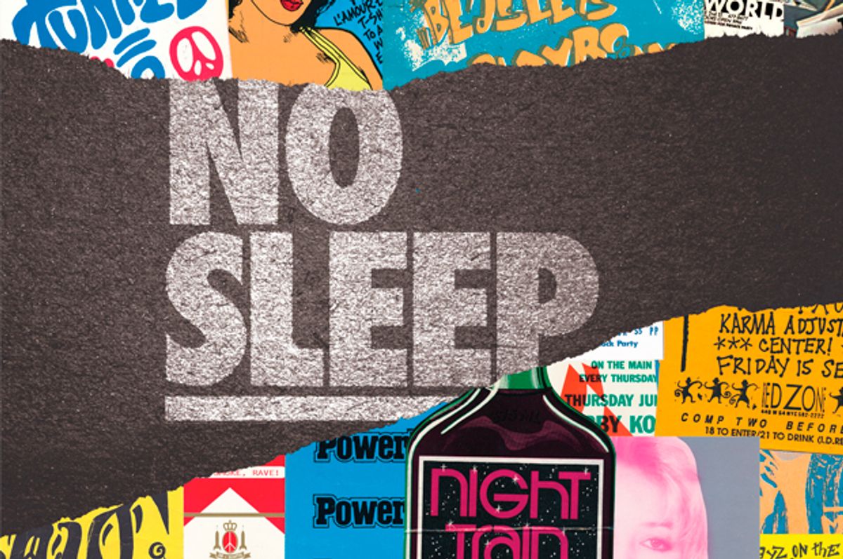 Cover detail of "No Sleep: NYC Nightlife Flyers 1988-1999"  