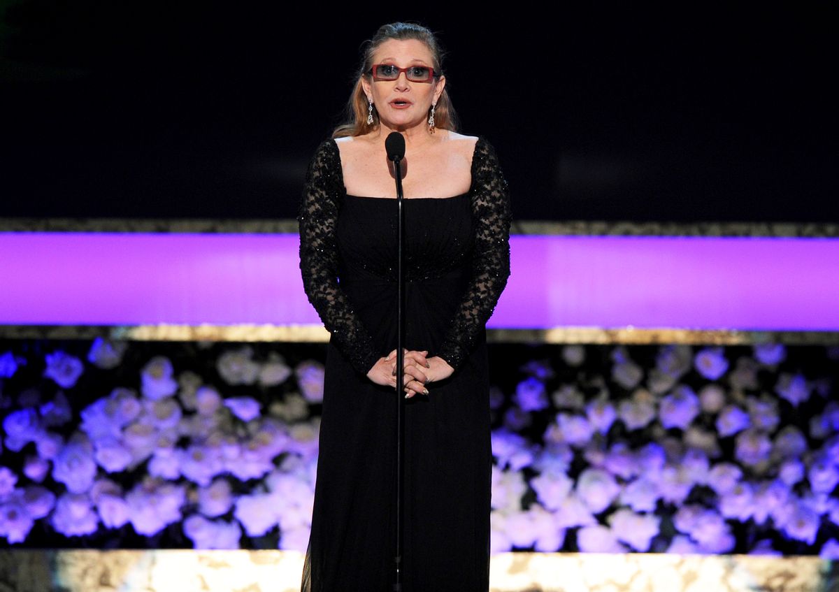 FILE - In this Sunday, Jan. 25, 2015 file photo, Carrie Fisher presents the life achievement award on stage at the 21st annual Screen Actors Guild Awards at the Shrine Auditorium in Los Angeles. On Tuesday, Dec. 27, 2016, a publicist said Fisher has died at the age of 60. (Photo by Vince Bucci/Invision/AP, File) (Vince Bucci/invision/ap)