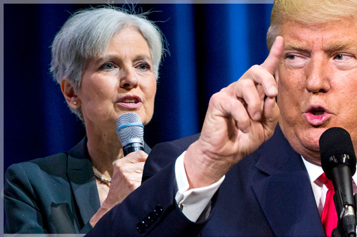 Jill Stein; Donald Trump   (AP/Erik Kabik/Getty/Dominick Reuter/Photo montage by Salon)