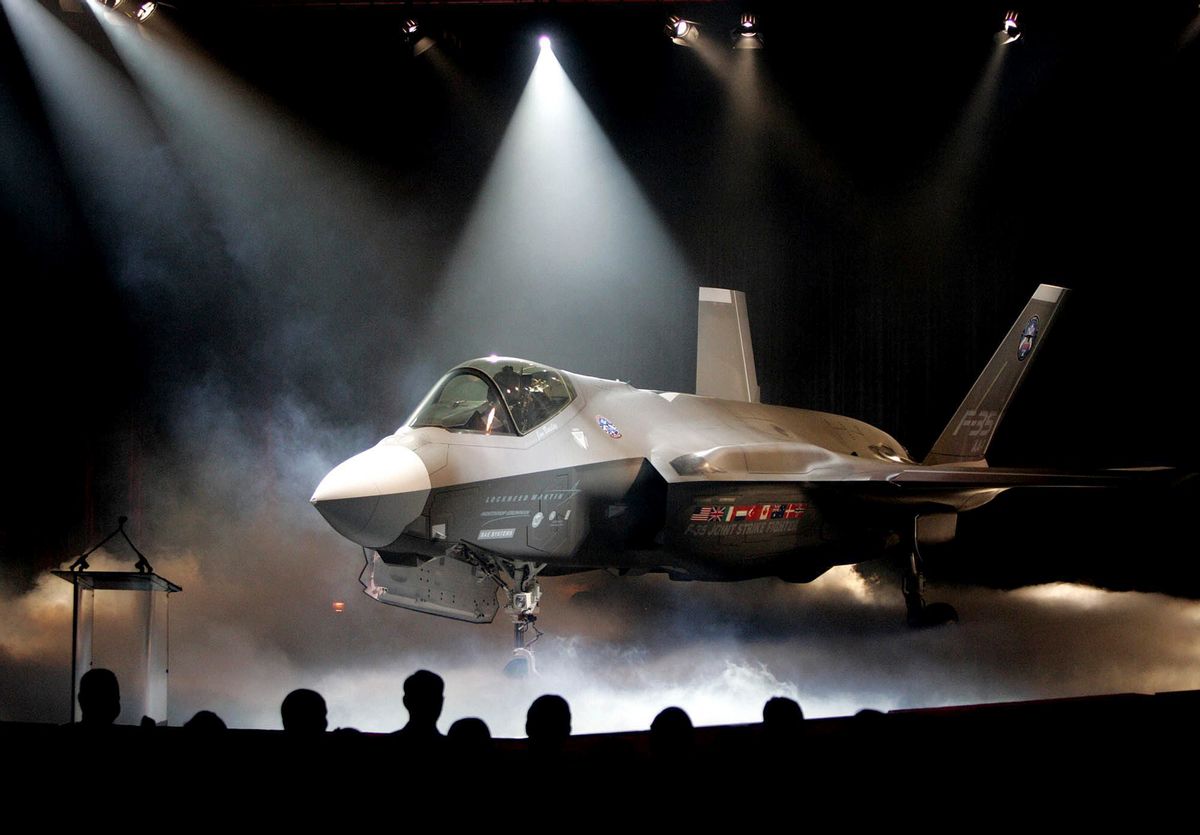 FILE - In this July 7, 2006, file photo, the Lockheed Martin F-35 Joint Strike Fighter is shown after it was unveiled in a ceremony in Fort Worth, Texas.  (AP Photo/LM Otero, File) (AP)