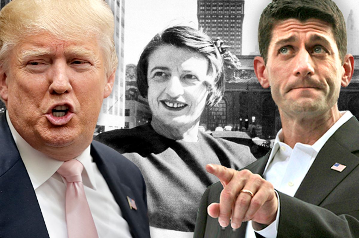 Donald Trump; Ayn Rand; Paul Ryan   (Reuters/Chris Keane/AP/Mary Altaffer/Salon)