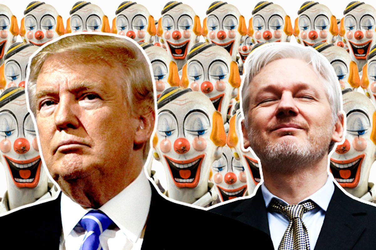 Donald Trump; Julian Assange   (Reuters/Eric Thayer/Getty/Carl Court/Ekely/Salon)