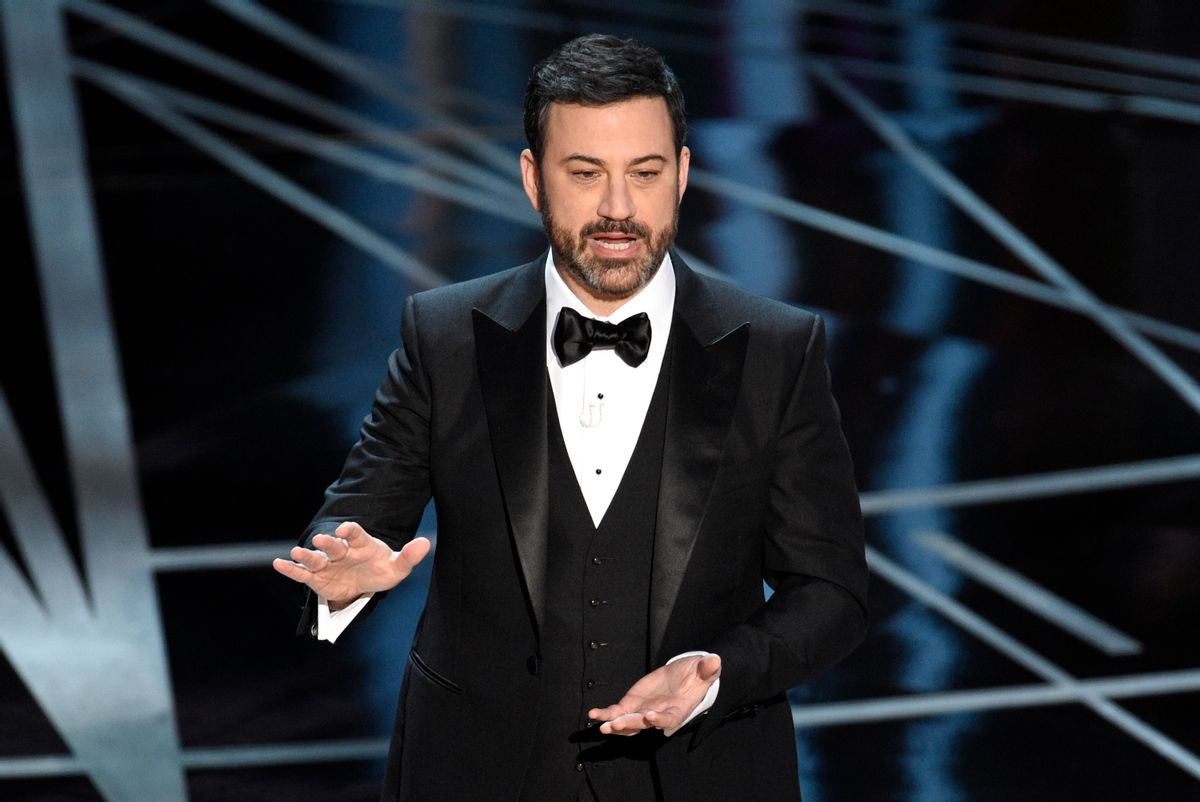 Host Jimmy Kimmel speaks at the Oscars on Sunday, Feb. 26, 2017, at the Dolby Theatre in Los Angeles. (Photo by Chris Pizzello/Invision/AP) (Chris Pizzello/invision/ap)