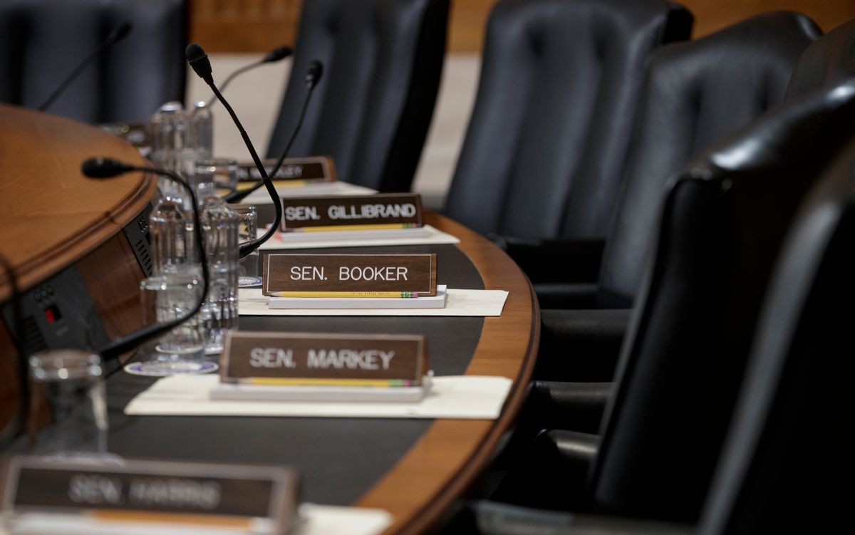 Seats on the Democrat's side of the Senate Environment and Public Works Committee hearing room are empty on Capitol Hill in Washington, Wednesday, Feb. 1, 2017, during a boycott to thwart the confirmation vote on Environmental Protection Agency (EPA) Administrator-designate Scott Pruitt.  (AP Photo/J. Scott Applewhite) (AP)