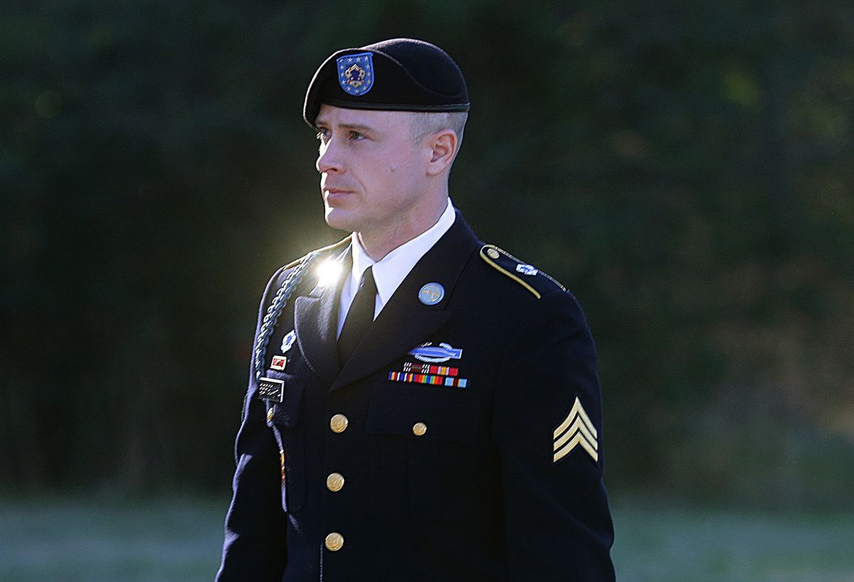 FILE - In this Jan. 12, 2016, file photo, Army Sgt. Bowe Bergdahl arrives for a pretrial hearing at Fort Bragg, N.C.  Bergdahl and his attorneys have arrived at a courthouse Monday, Feb. 13, 2017, where they'll try to convince a military judge that President Donald Trump violated Bergdahl's due process rights. Bergdahl is scheduled for trial in April. He is accused of endangering the lives of soldiers who searched for him after he walked off his post in Afghanistan in 2009.(AP Photo/Ted Richardson, File) (AP)