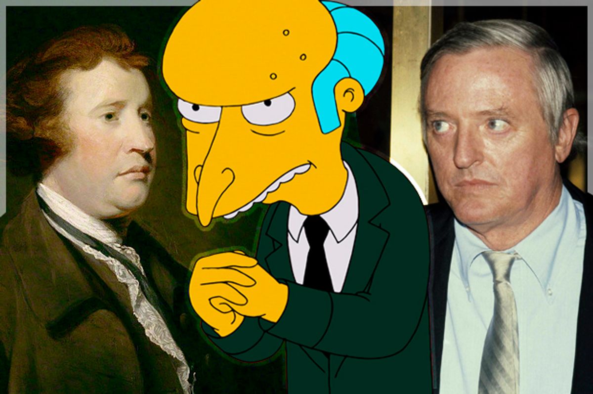 Edmund Burke; Charles Montgomery Burns, William F. Buckley, Jr.   (Wikimedia/Fox/AP/Nancy Kaye/Photo montage by Salon)