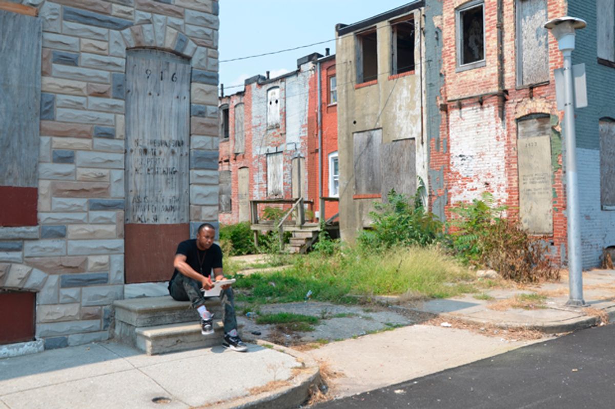 A photo of the author in East Baltimore.  