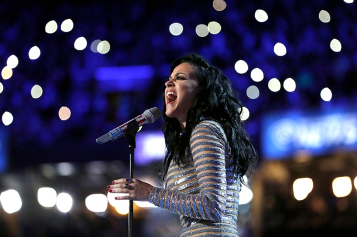 Katy Perry performing during the final day of the Democratic National Convention in Philadelphia   (AP/Carolyn Kaster)