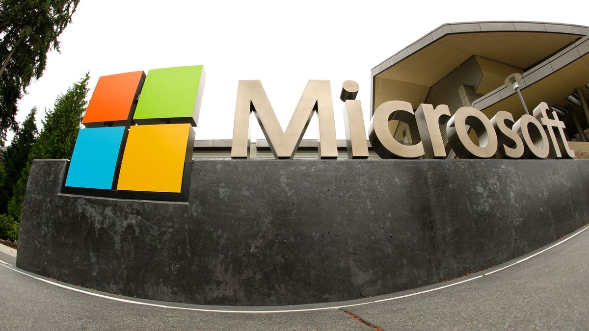 FILE - This July 3, 2014, file photo shows the Microsoft Corp. logo outside the Microsoft Visitor Center in Redmond, Wash. In a ruling released Thursday, Feb. 9, 2017, a federal judge declined to dismiss a lawsuit filed by Microsoft that claims a law that prohibits technology companies from telling customers when the government demands their electronic data is unconstitutional. (AP Photo/Ted S. Warren, File) (AP)