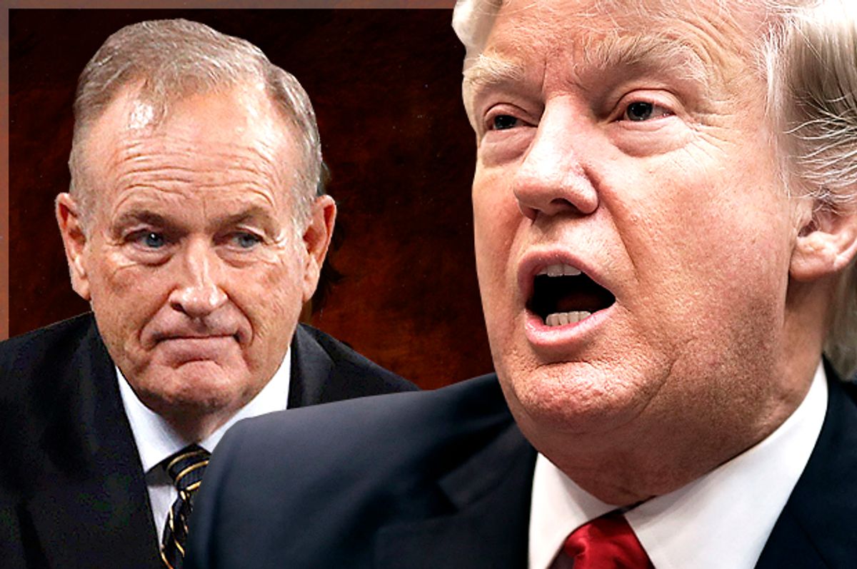 Bill O'Reilly; Donald Trump   (Reuters/Mike Segar/Getty/Chip Somodevilla/Photo montage by Salon)