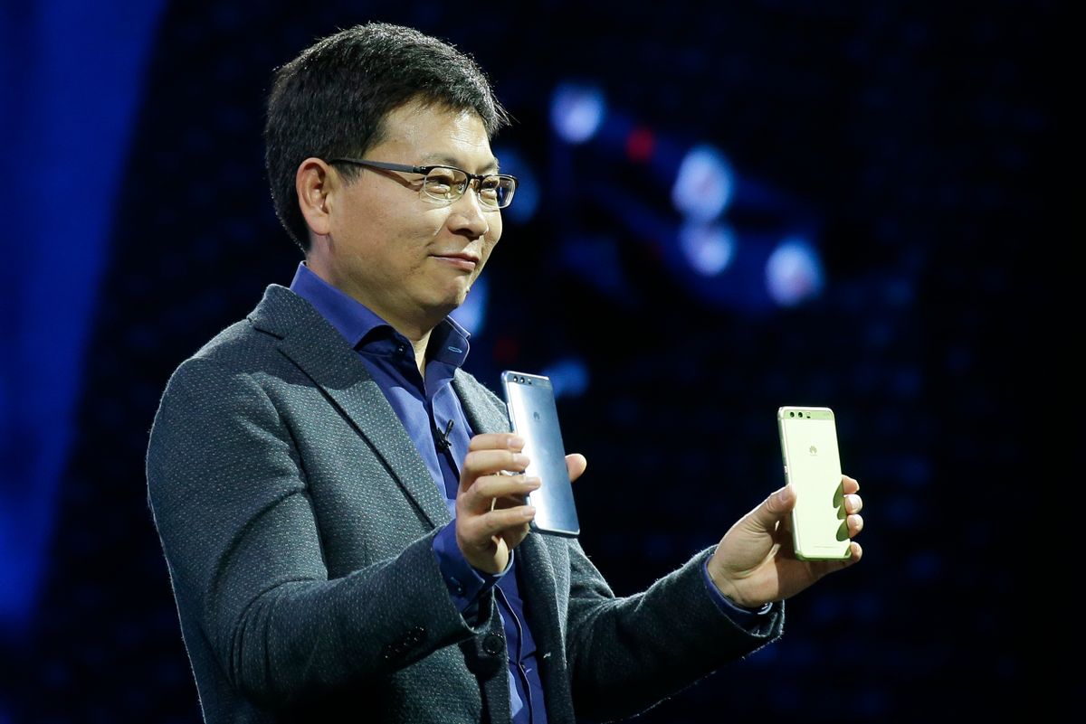 Chief executive officer of consumer devices division for Huawei Technologies Co. Richard Yu presents the new phone Huawei P10 Plus before the Mobile World Congress in Barcelona, Spain, Sunday, Feb. 26, 2017.  (AP Photo/Manu Fernandez) (AP)