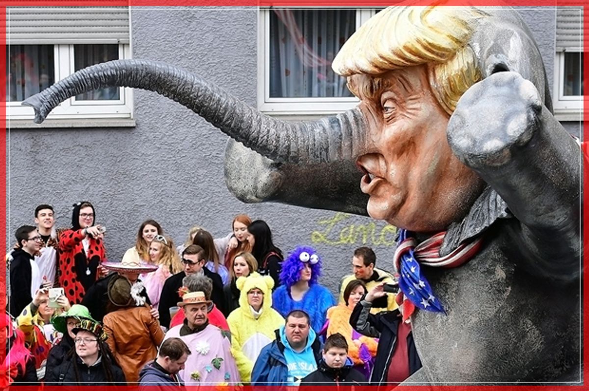 MAINZ, GERMANY - FEBRUARY 27:  A float featuring U.S. President Donald Trump drives in the annual Rose Monday parade on February 27, 2017 in Mainz, Germany. Political satire is a traditional cornerstone of the annual parades and the ascension of Donald Trump to the U.S. presidency, the rise of the populist far-right across Europe and the upcoming national elections in Germany provided rich fodder for float designers this year. (Photo by Thomas Lohnes/Getty Images) (Getty Images)