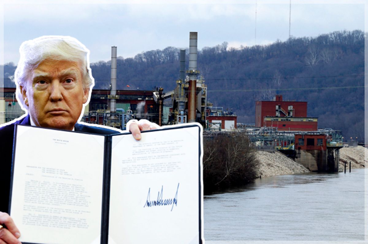 Donald Trump; A manufacturing plant is located along the banks of the Kanawaha River in South Charleston, W.Va.   (Getty/Shawn Thew/AP/Steve Helber)
