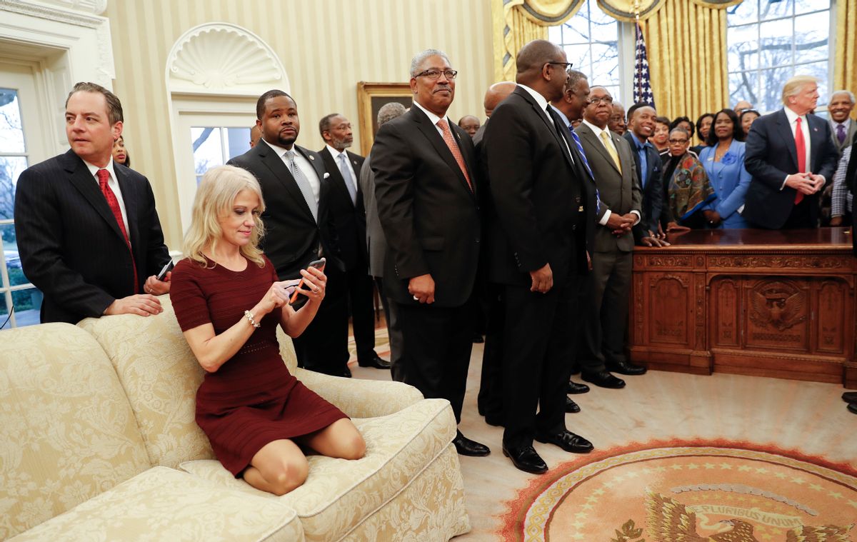 Counselor to the President Kellyanne Conway in a 2.28.17 Oval Office meeting (AP)