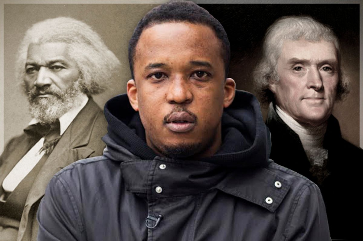 Frederick Douglass; D. Watkins; Thomas Jefferson   (Wikimedia/Peter Cooper/Salon)
