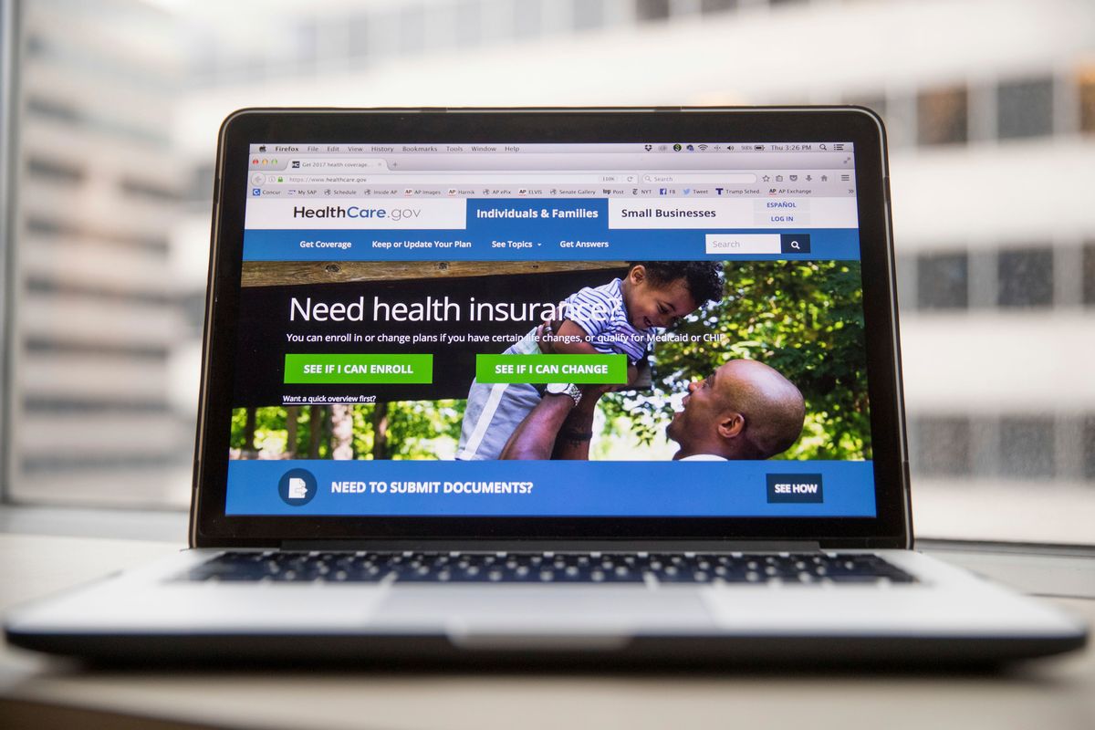 This Thursday, Feb. 9, 2017 photo shows the HealthCare.gov website, where people can buy health insurance, displayed on a laptop computer screen in Washington.  (AP Photo/Andrew Harnik)