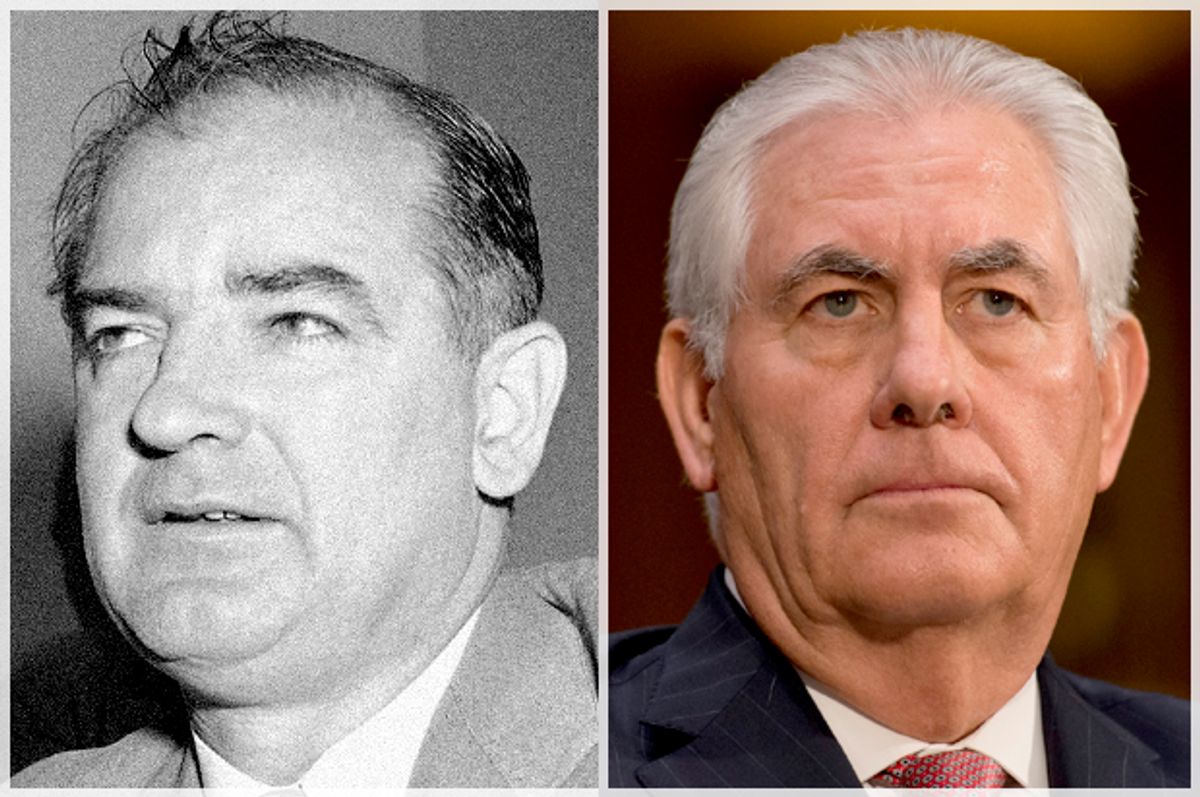 Joseph McCarthy; Rex Tillerson   (AP/William J. Smith/Patsy Lynch)