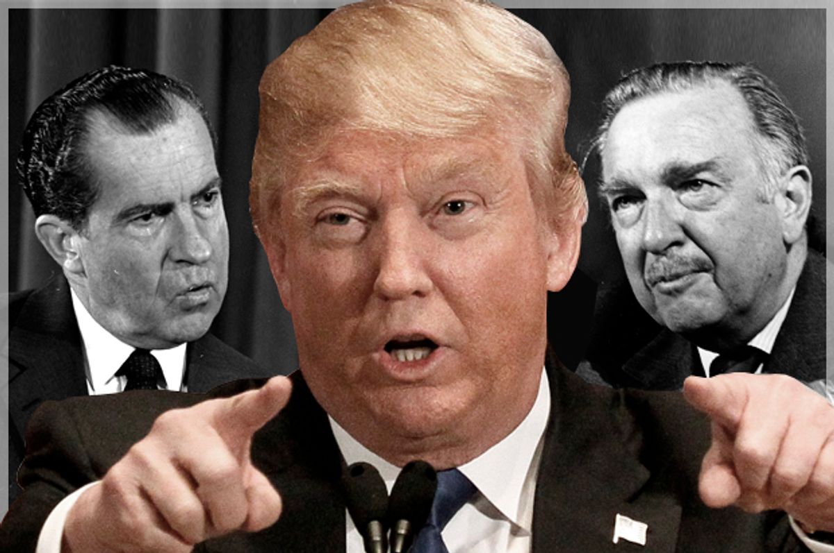 Richard Nixon; Donald Trump; Walter Cronkite   (AP/Reuters/Rick Wilking/Photo montage by Salon)
