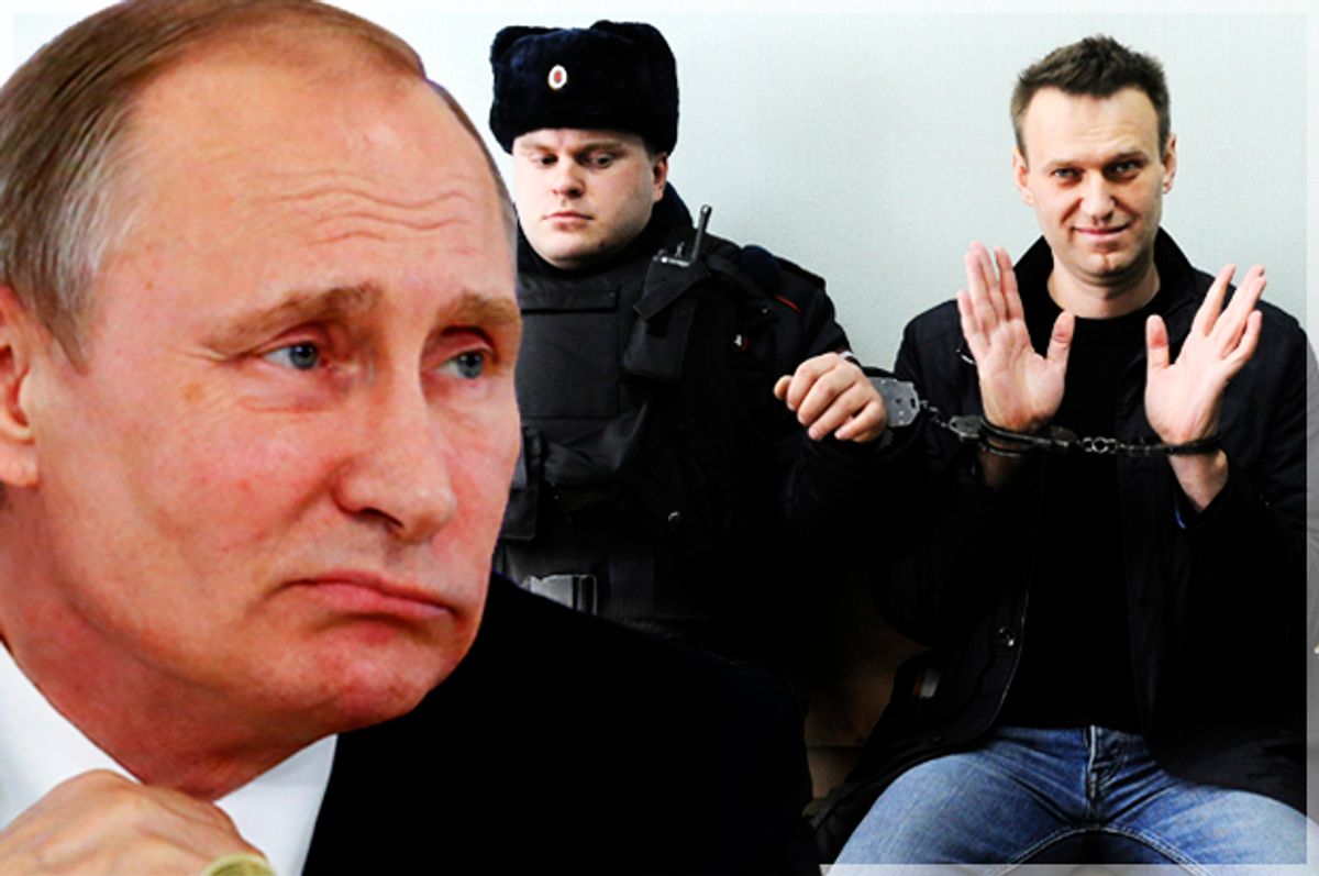 Vladimir Putin; Russian opposition leader Alexei Navalny   (Reuters/Sergei Karpukhin/AP)