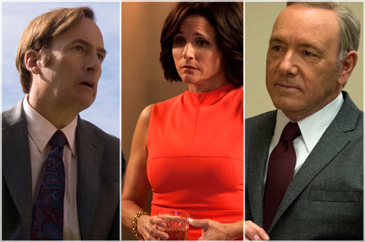 "Better Call Saul"; "Veep"; "House of Cards" (AMC/HBO/Netflix)