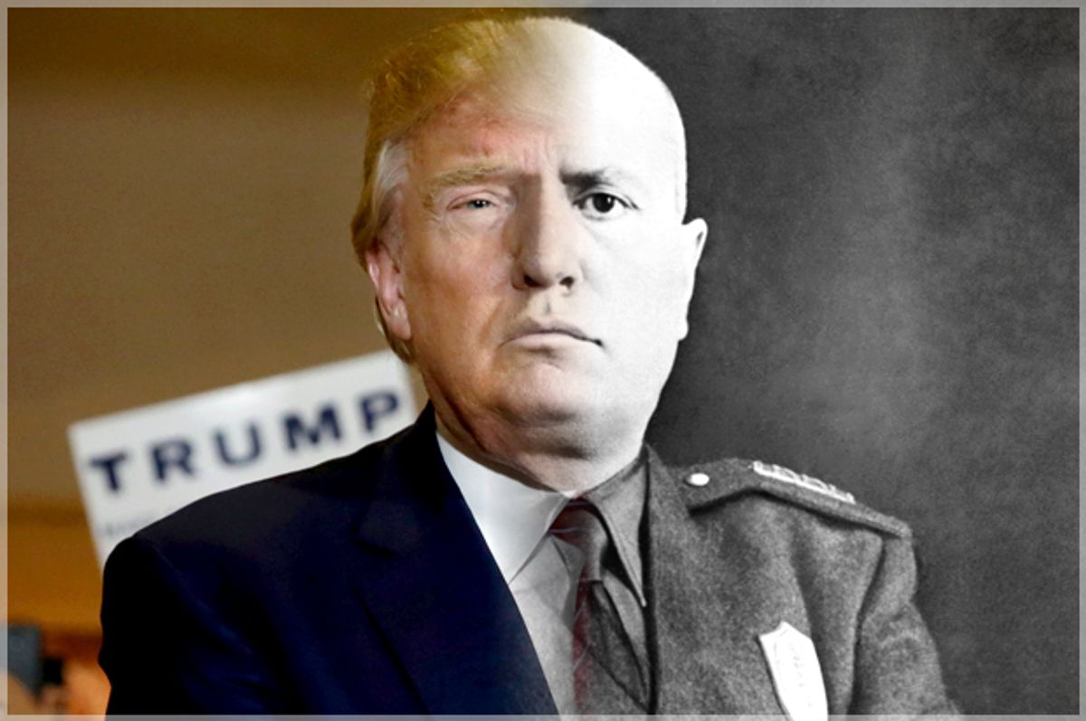 Donald Trump; Benito Mussolini   (AP/Richard Drew/Salon)