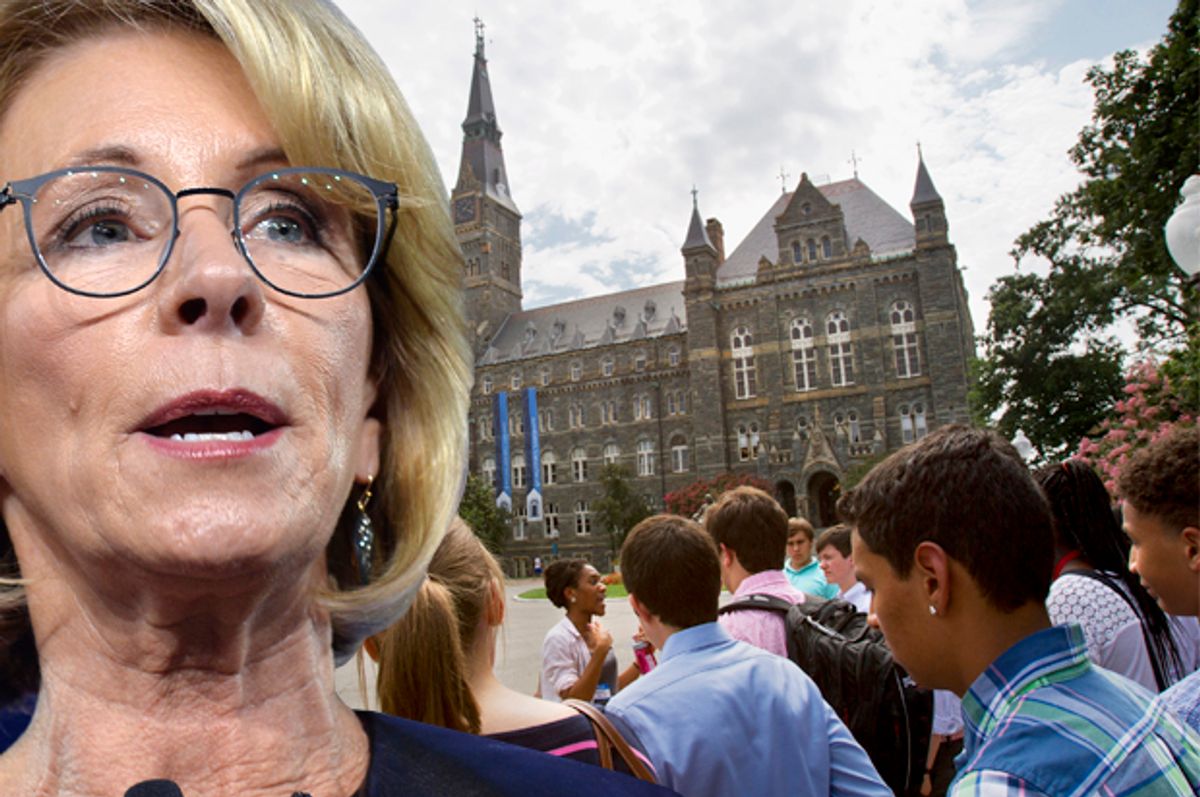 Betsy DeVos   (Getty/Mike Theiler/AP/Jacquelyn Martin/Photo montage by Salon)