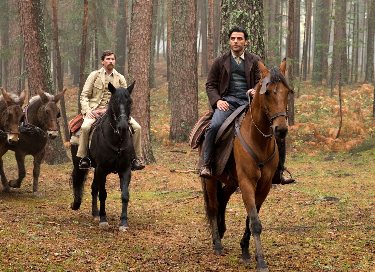 This image released by Open Road Films shows Christian Bale, left, and Oscar Isaac in a scene from "The Promise."  (Jose Haro/Open Road Films via AP)