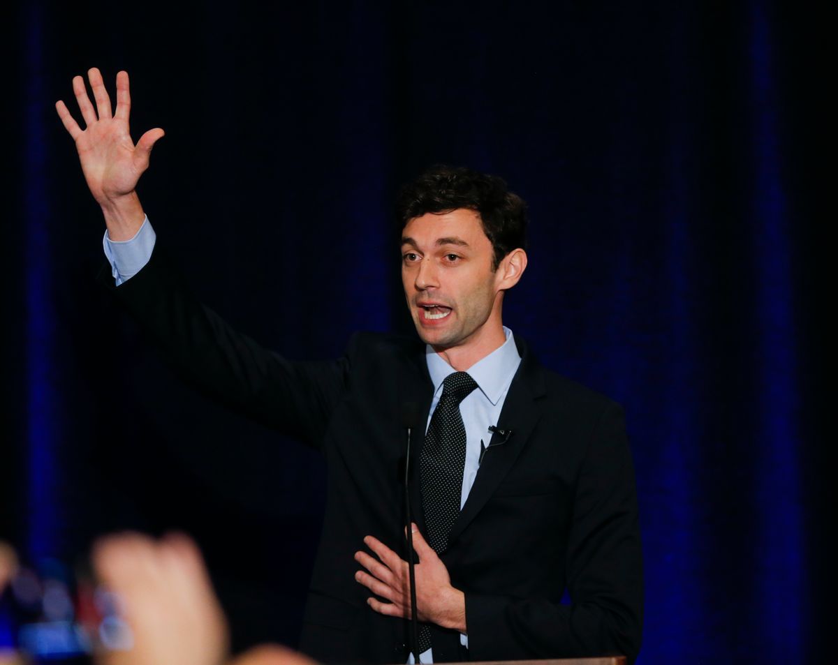 Democratic candidate for Georgia's Sixth Congressional Seat Jon Ossoff speaks to supporters during an election-night watch party Tuesday, April 18, 2017, in Dunwoody, Ga. (AP Photo/John Bazemore) (AP)