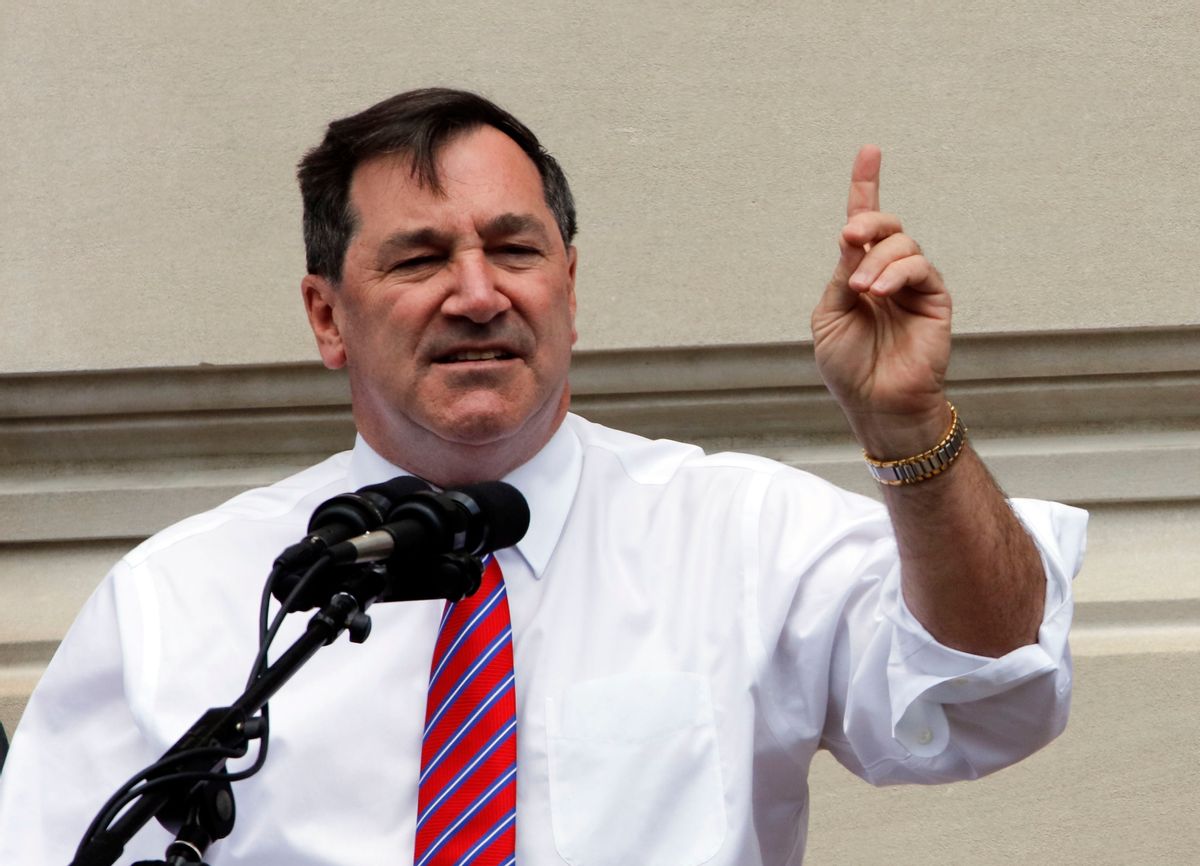 FILE - In this April 29, 2016, file photo, Sen. Joe Donnelly, D-Ind., speaks during a United Steel Workers Local 1999 rally in Indianapolis. It's a rare and momentous decision, one by one, seated at desks centuries old, senators will stand and cast their votes for a Supreme Court nominee. It's a difficult political call in the modern era, especially for the 10 Democrats facing tough re-election next year in states that President Donald Trump won. (AP Photo/AJ Mast, File) (AP)