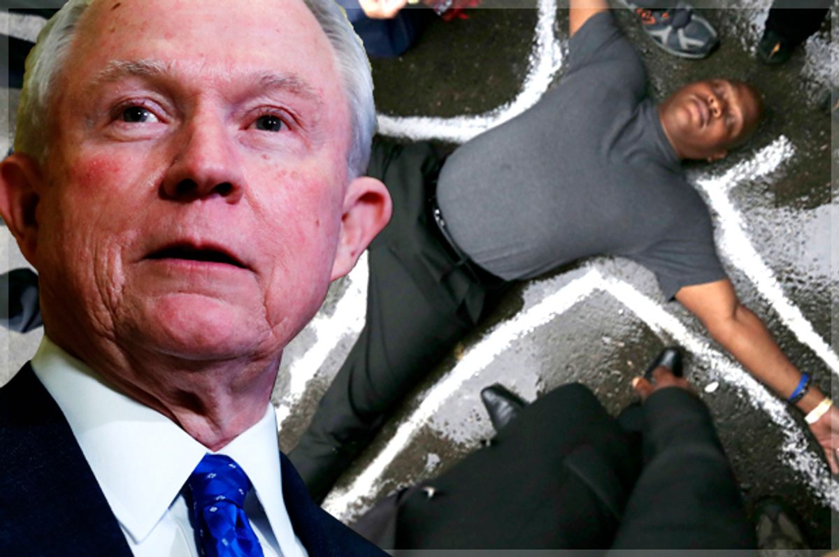 In this photo taken Nov. 17, 2016, Sen. Jeff Sessions, R-Ala. speaks to media at Trump Tower in New York. President-elect Donald Trump has picked Sessions for the job of attorney general. (AP Photo/Carolyn Kaster) (AP/Carolyn Kaster/Charles Rex)