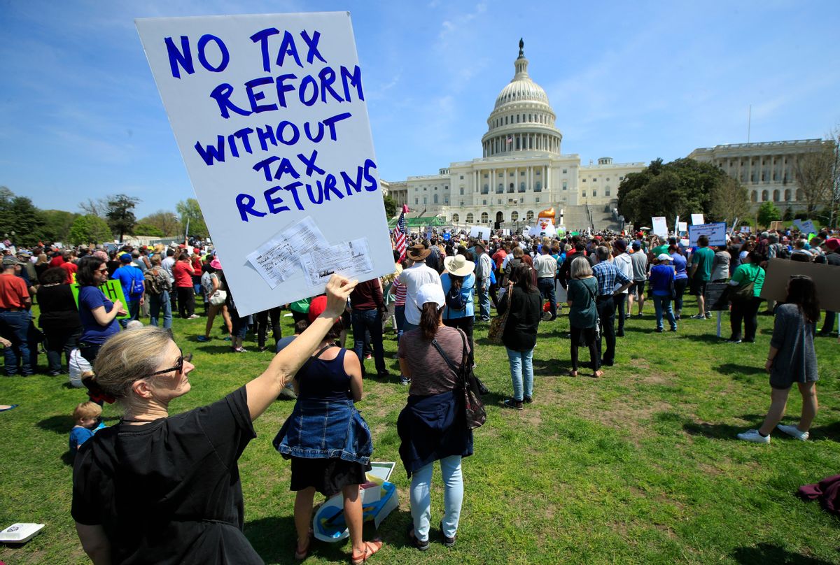 Protesters gather on Capitol Hill in Washington, Saturday, April 15, 2017. (AP Photo/Manuel Balce Ceneta)