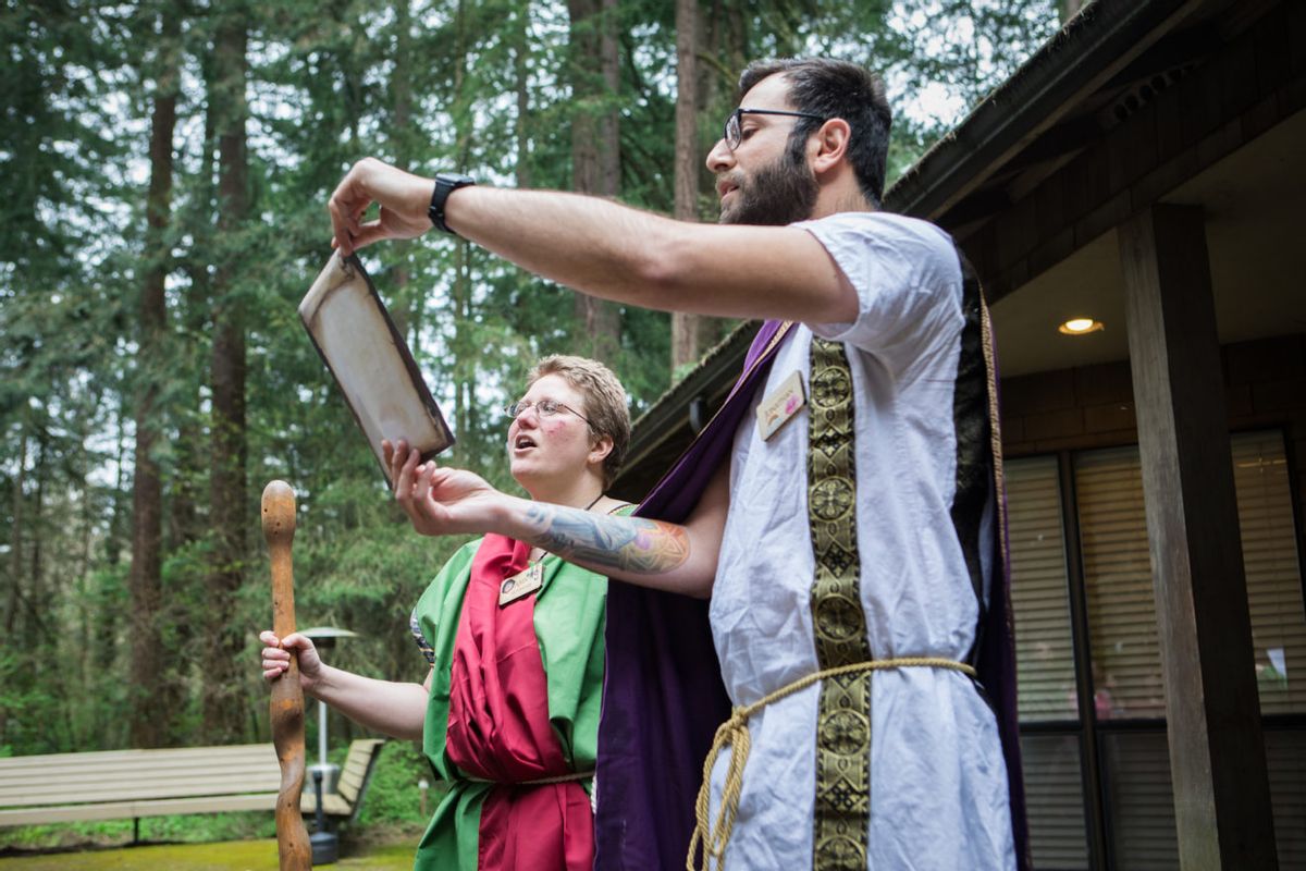 Goddess Fortuna Ritual hosted by the Columbia Grove, A Druid Fellowship, honoring Fortuna, Roman goddess of fortune, prosperity, offerings of incense and flowers, Druid, (Katharine Kimball Photography?Narratively)