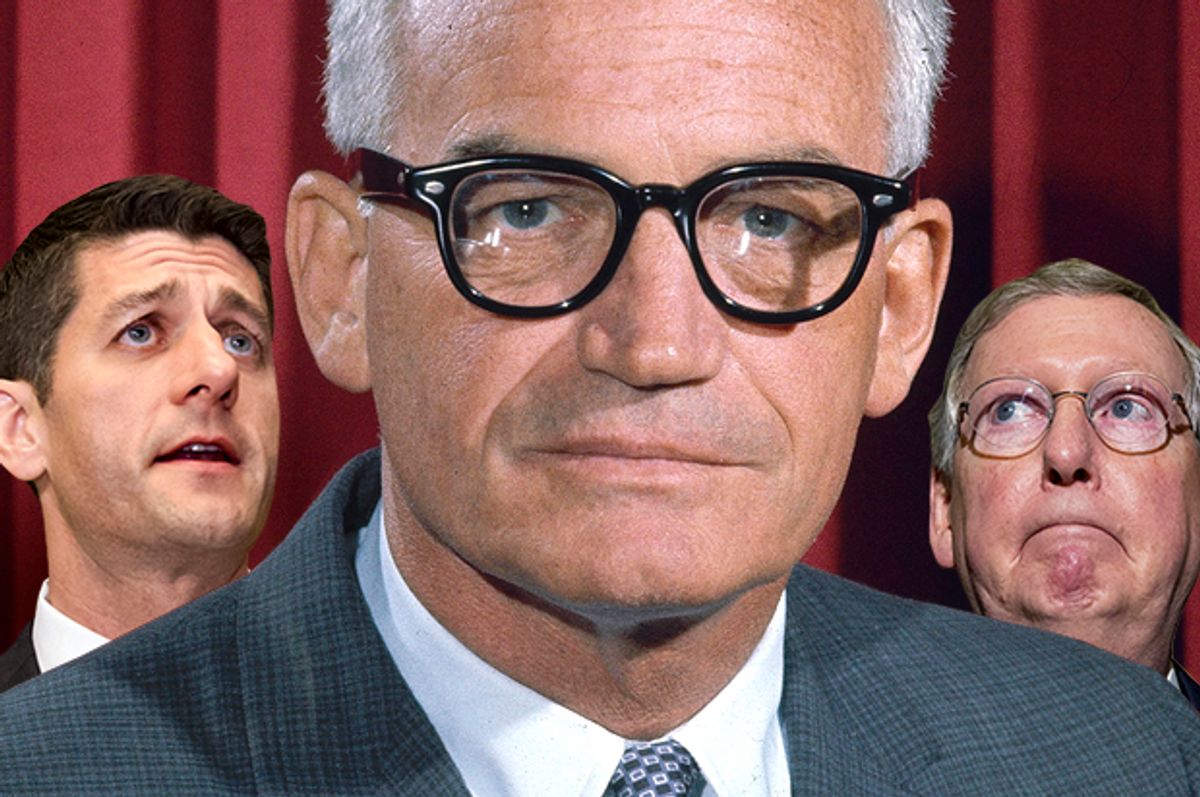 Paul Ryan; Barry Goldwater; Mitch McConnell   (AP/Getty/Photo montage by Salon)