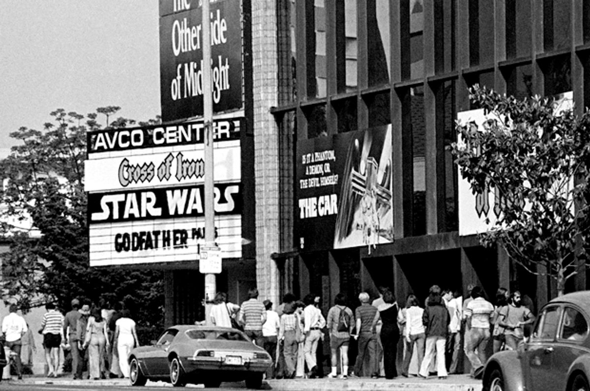 Theater goers wait in lines to see "Star Wars" (Associated Press)
